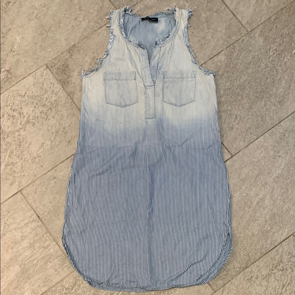 Fifteen Twenty Blue Striped Sleeveless Distressed Mini Dress Top XXS